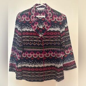 Trina Turk Black and Pink Patterned Button Down SILK Shirt